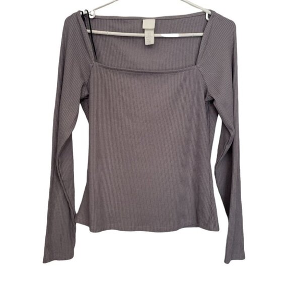 H&M Charcoal Long Sleeve Ribbed Top - Picture 2 of 7